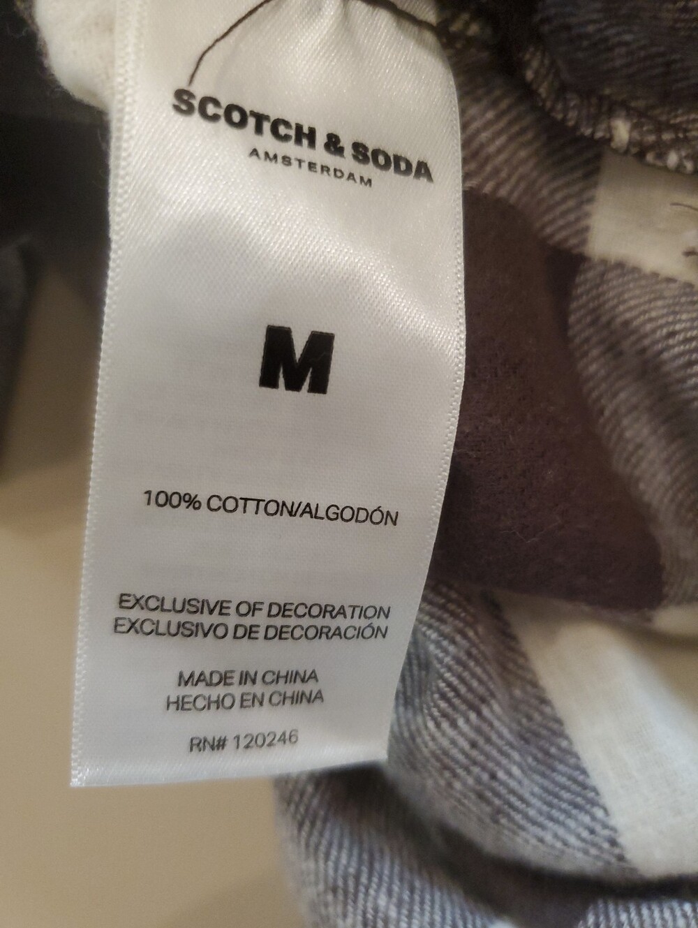 NWT Scotch & Soda Brown & Cream Check Women's Button-Up Flannel Shirt Size MED - Picture 7 of 10